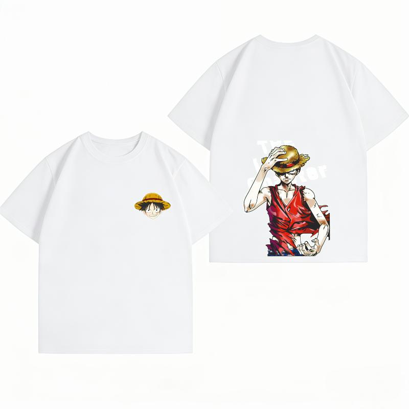 Abbigliamento Unisex Nuovo Cotone Traspirante T-shirt Estiva Pezzo Unico Stampa Fronte/Retro Luffy Streetwear Casual T-shirt Unisex