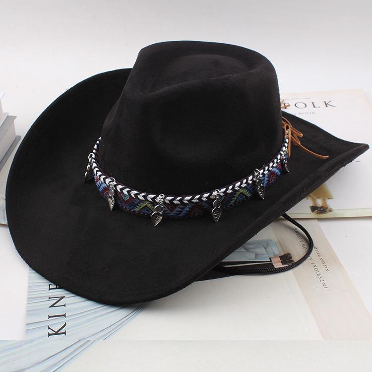 Western Cowboy Style Tibetan Fashion Top Hat Autumn/Winter New Collection Deer Skin Velvet Large Edge Riding Hat