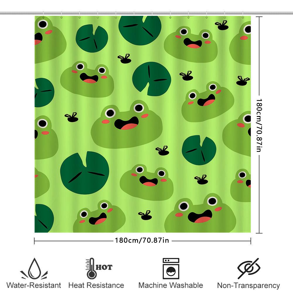 Grünes Froschmuster Duschvorhang Kinder Badezimmer Dekoration Wasserdichtes Gewebe, Haken Enthalten, Anpassbare Größe (Farbe und Design wählen)