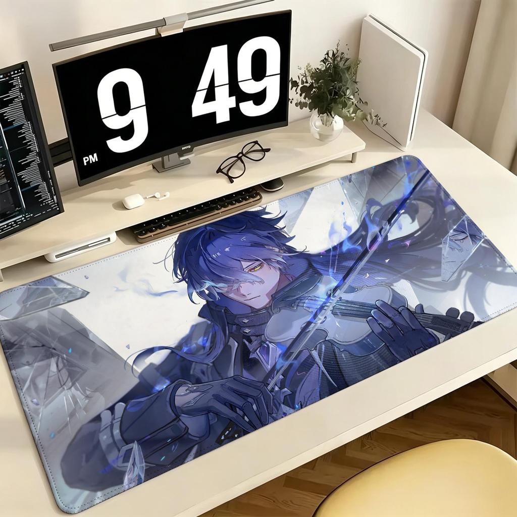 Genshin Impact Flins Pro ESports Xxl Gaming Mousepad Extra Large NonSlip Stitched Edge Keyboard Laptop Desk Mat For Pc Gamer