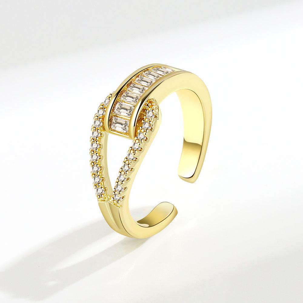 

Fashionable Minimalist Zircon Index Finger Ring For Women Stylish And Elegant Personalized Jewelry Accessory Adjustable opening золотой