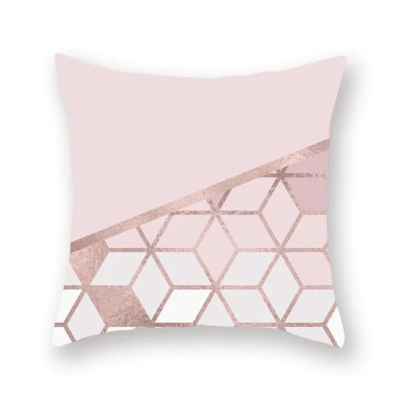 Rose Pink Geometric Marble Cushion Covers Hot Modern Nordic Decorative Throw Pillow Covers Sofa Car Seat Home Pillowcase 45*45Cm