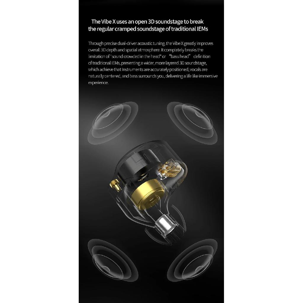 KZ NEW Vibe X Low Frequency Vibration Earbuds HiFi IEM Deep Bass Headset Stereo Sound In-Ear Earphones for Music Gaming