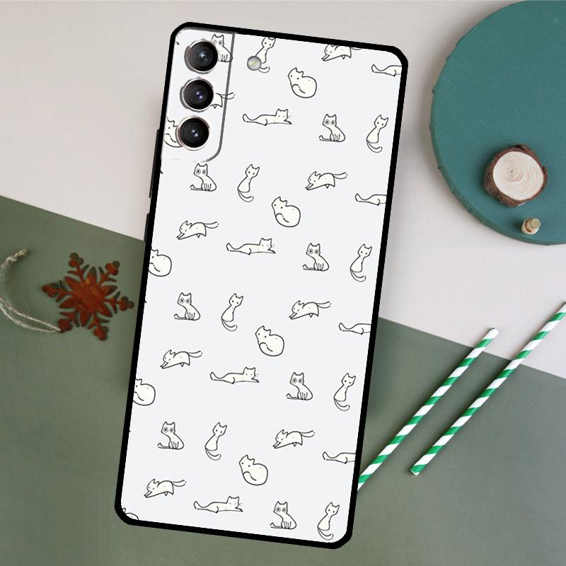 Minimalist Cats Phone Case For Samsung Galaxy S26 S23 Ultra S20 S21 S22 S24 S25 Plus S10 S25 FE Back Cover