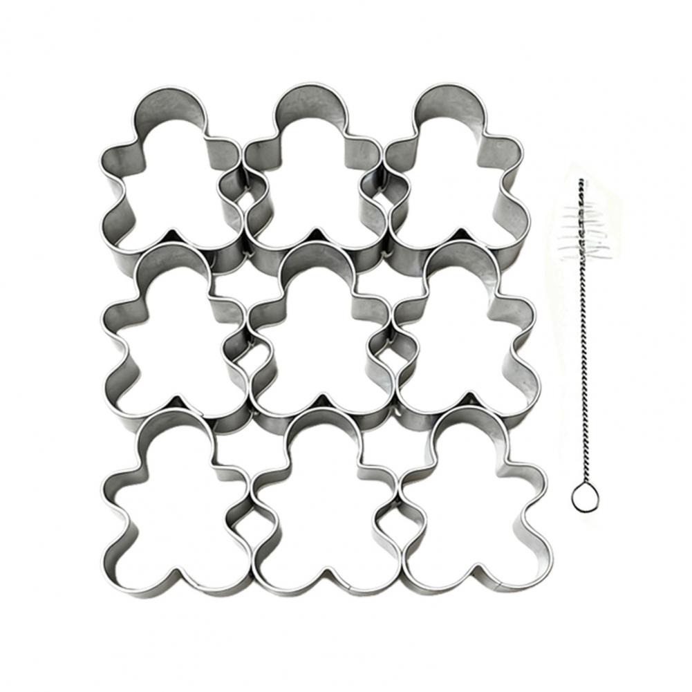 

Gingerbread Man Cookie Cutters 9 Cavity Stainless Steel Baking Mold for Biscuits And Fondant Easy to Clean Baking Tool