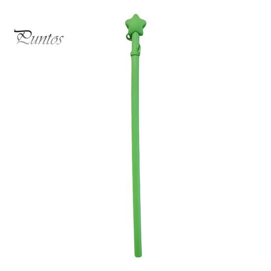 

Reusable Silicone Straws with Star Cap Bite-resistant Drinking Tubes for Hot Cold Drinks BPA-Free Flexible Long Straw зелений