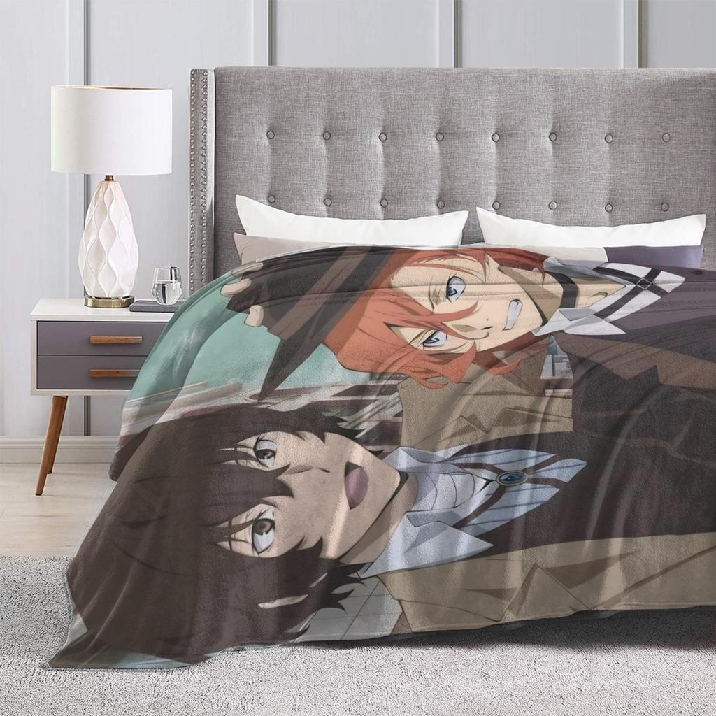 Dazai Bungo Stray Dogs Blankets Velvet Spring Autumn Multi-function Lightweight Thin Throw Blanket for Bedding Couch Bedspreads