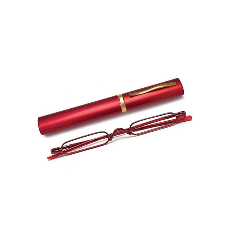 Fashion Portable Mini Pen Holder Reading Glasses High Definition Metal Frame Ultra-thin Lightweight Men Women Presbyopic Eyewear