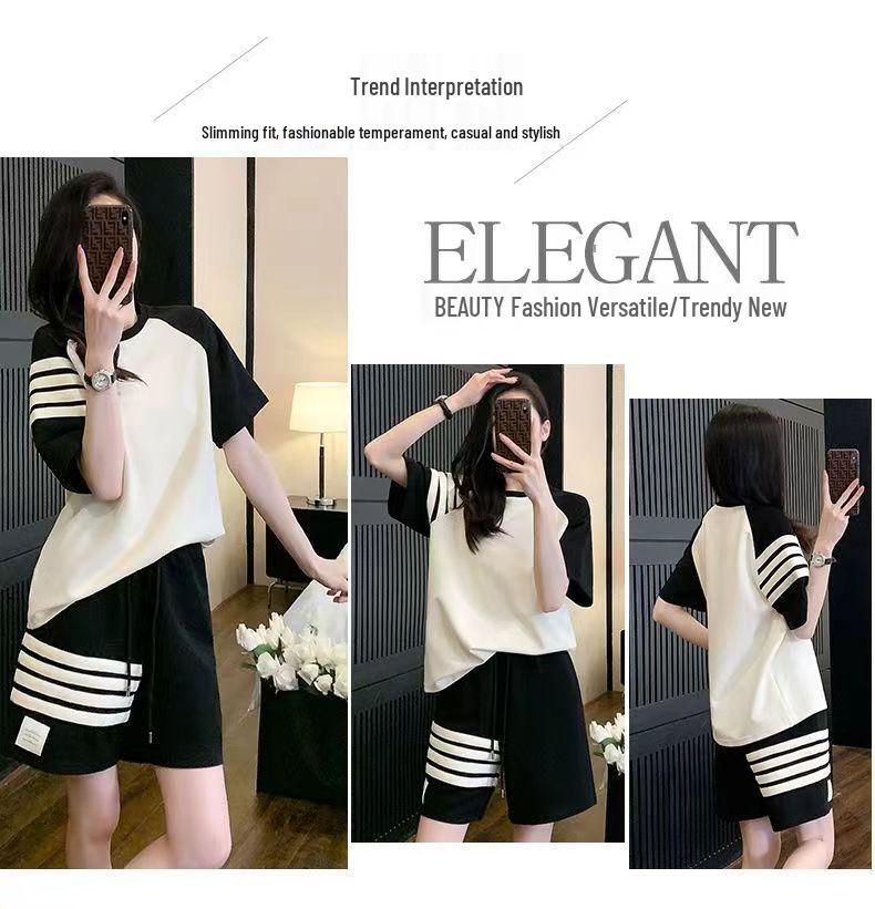 2025 Sporty Casual Two-Piece Summer Set: Slimming, Street Style, Age-Reducing