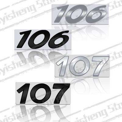 Autocollant Métallique 3D Pour 106 107 Lettres Emblème Badge Décoration Autocollants Coffre Arrière Accessoires Style Voiture