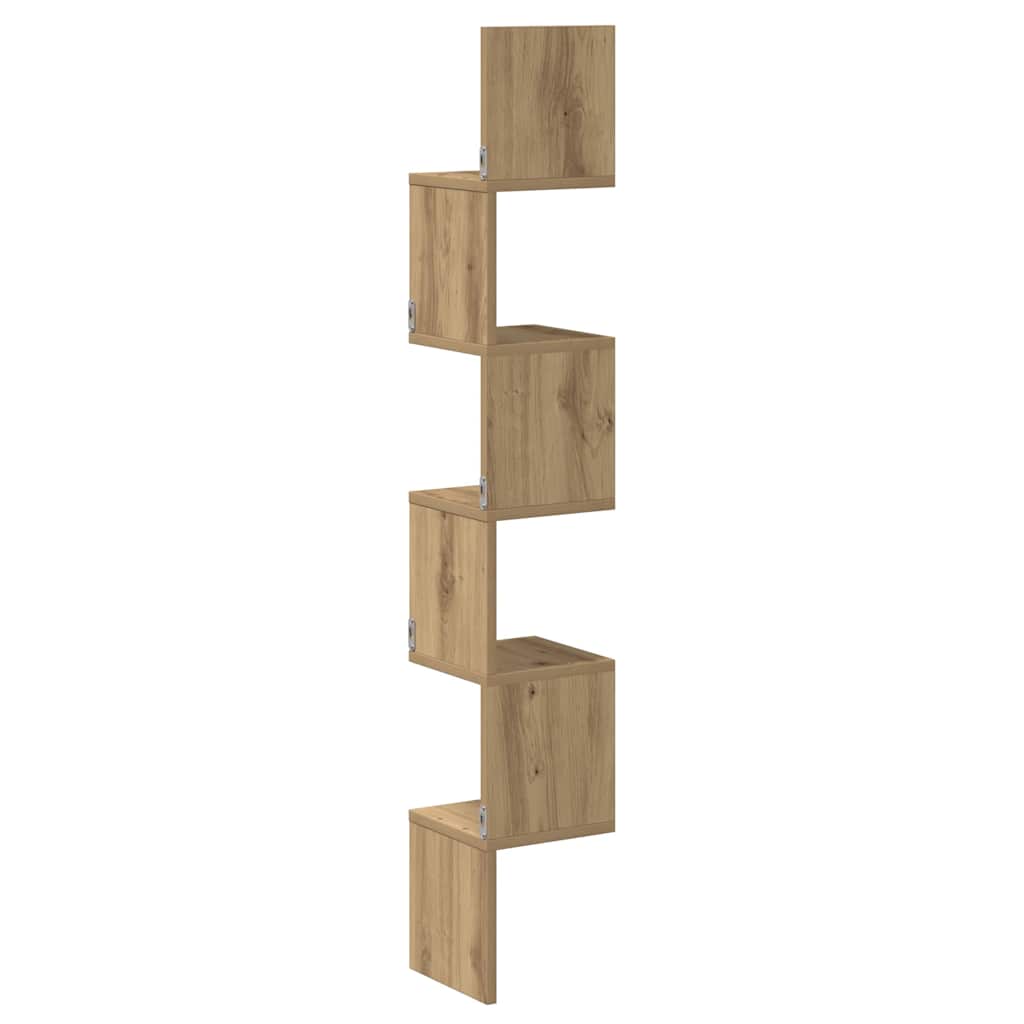 Creative design corner shelf, artistic wall mounted decorative storage rack, craft oak 20x20x127.5 cm material