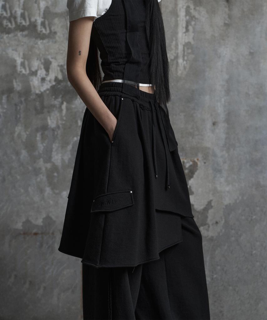 Jenyujeu Layers Wrap Sweatpants - Black