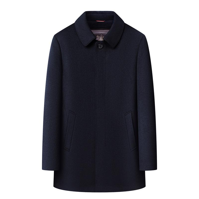 Winter Wool Coat Men's New Middle-aged Lapel Removable Down Liner Jacket Men's Double-sided Woolen Coat