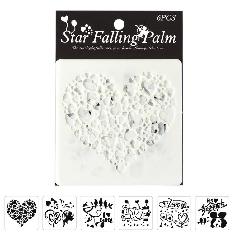 

6 Pcs PET Couple Stencils Easy to Use Heart Drawing Templates Craft Stencils For Art Projects And Decorative Crafting