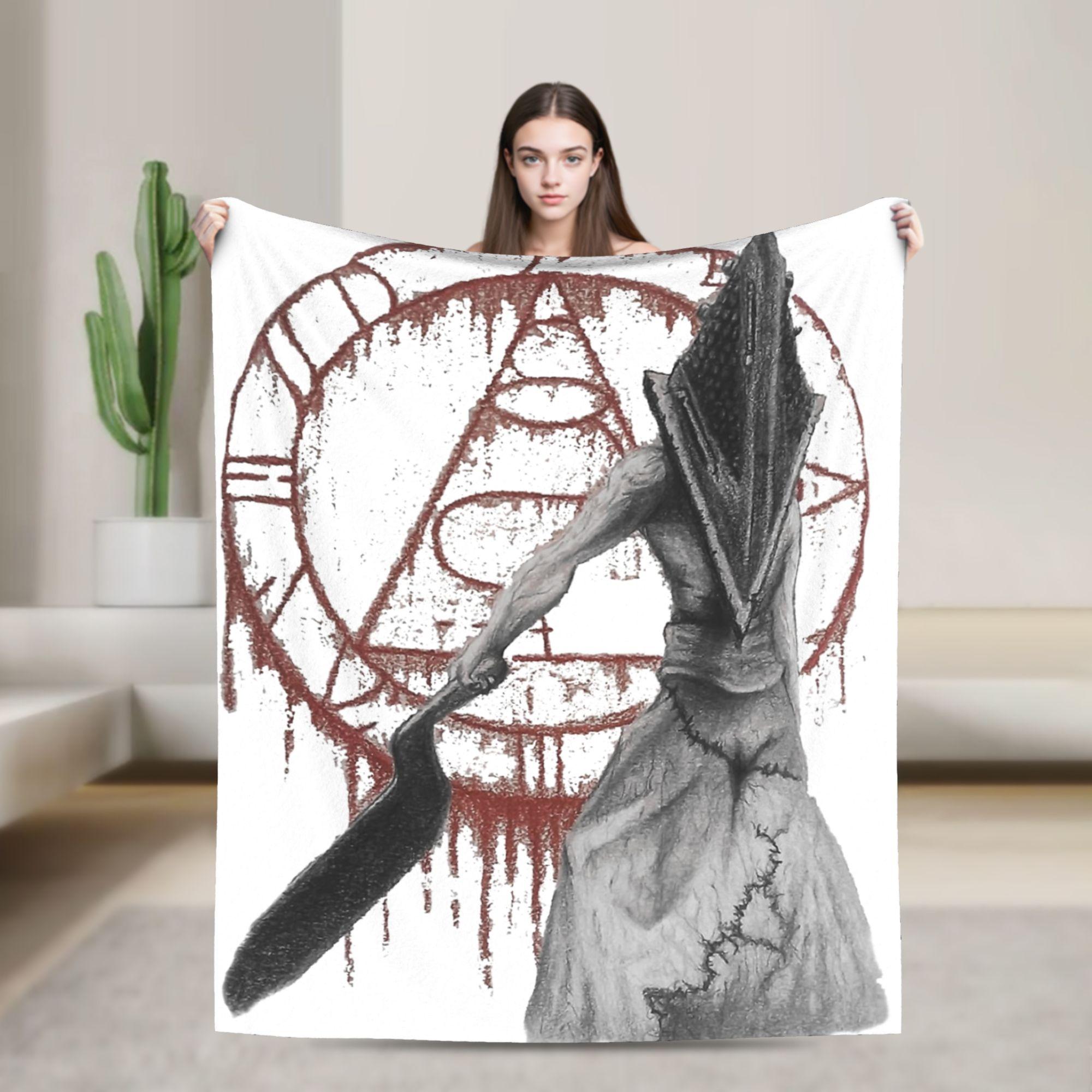 

Silent Hill Pyramid Head Blanket Cover Coral Fleece Plush Horror Game Warm Throw Blankets for Bedroom Sofa Bed Rug 100x150cm