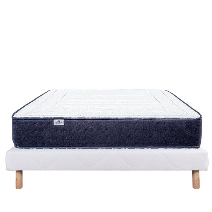 Ensemble Matelas 160x200 cm, Nuage, 24 cm, mousse mémoire de forme, mi-ferme, face été/hiver + sommier blanc ep 13cm