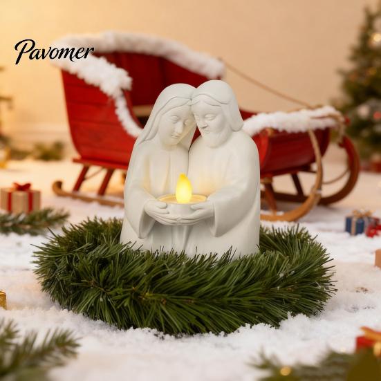 Party Decoration Lamp Candlestick Candle Holder Tealight Crib Advent Wreath Holiday Season Lighting Angel Shape Christmas Decorative Piece