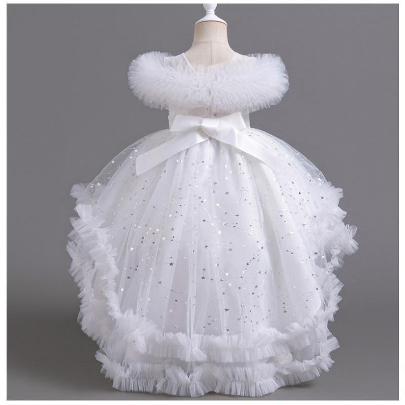 Girls Puffy Princess Dress Flower Girl Wedding Piano Performance Formal Dress