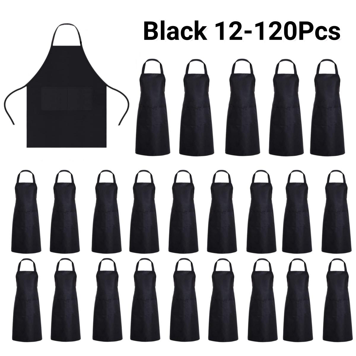 12-120 шт. Нагрудники с 2 карманами Унисекс Шеф-повар Фартук Кухонные фартуки Живопись Шитье Рождественская Вечеринка с Печеньем Фартуки для Официантов 12Pcs