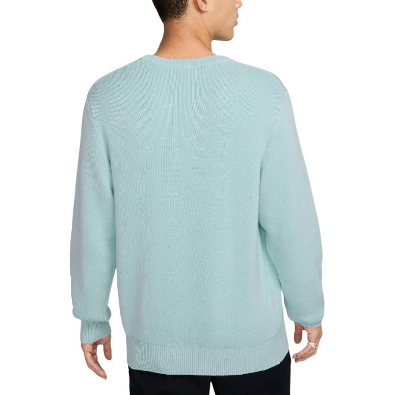 Nike Logo Embroidered Pullover Crew Neck Loose Long Sleeve Sweater Men Sweater Blue FQ2913-474