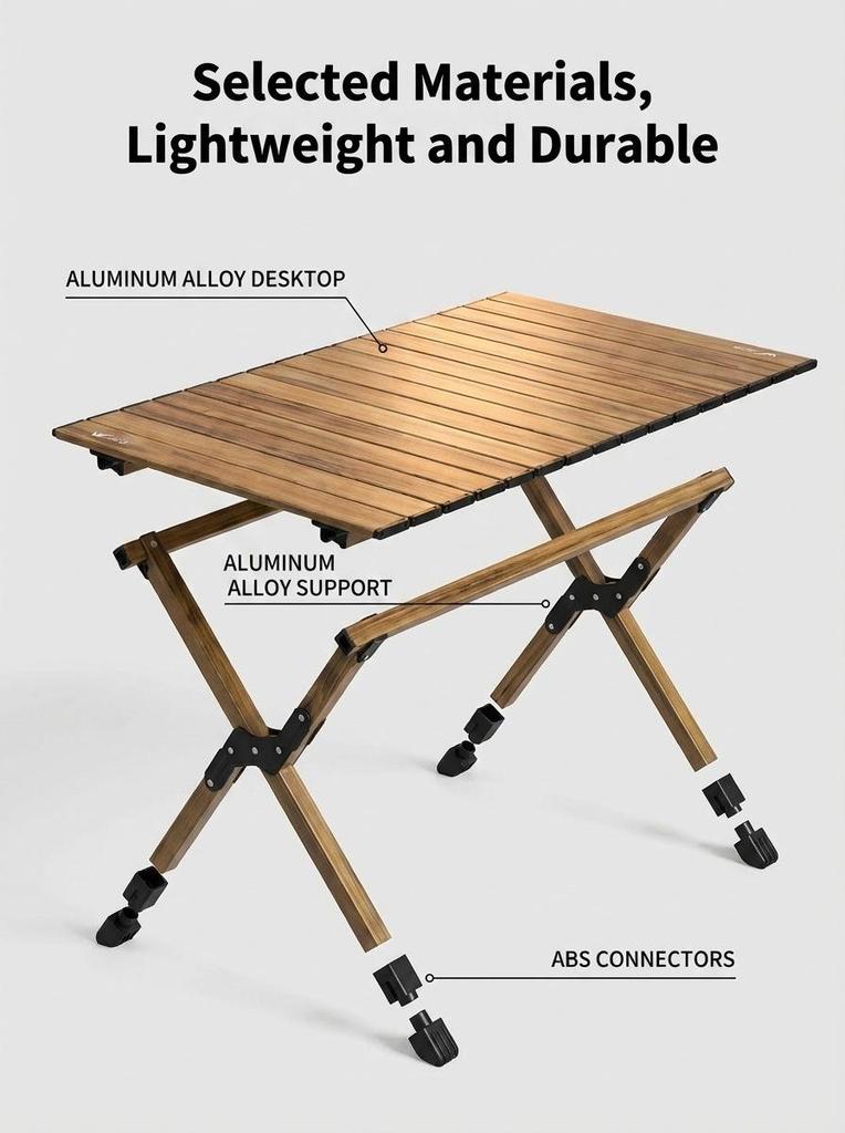 Double-Sided Lightweight Aluminum Folding Camping Table for Outdoor, Barbecue, and Leisure Use