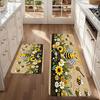 Daisy Sunflower Kitchen Runner Rug, Floral Bee Long Carpet for Restaurant, Non-Slip Floor Mat for Porch and Entrance
