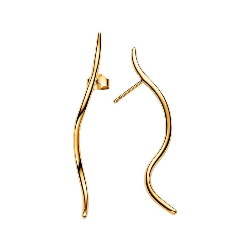 Pandora Shape line design 14k gold plated earrings women s gold 263287C00 золотой