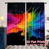Modern Color-blocking Design Print Drapes Room Darkening Window Curtains for Home Decor,Rod Pocket Blackout Curtains Bedroom