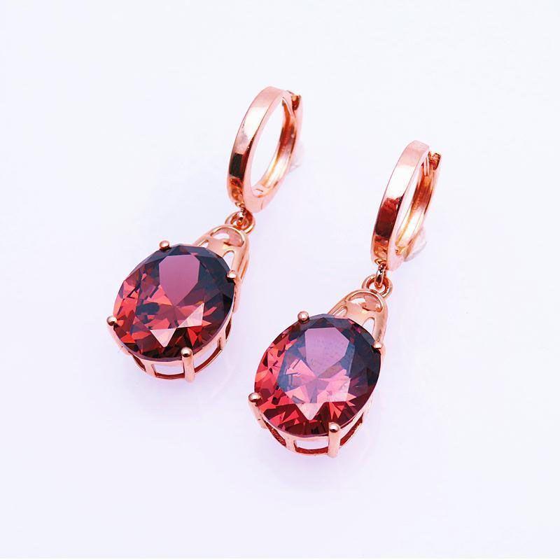 Exquisite Colored Gold Russian 585 Purple Gold Plated Rose Gold Luxury High-End Noble Retro Egg Surface Smoke Earrings