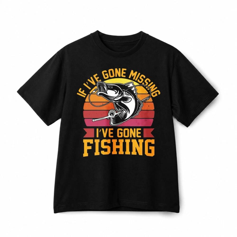 If I ve Gone Missing I ve Gone Fishing Vintage Bass Fishing Cotton Unisex Tee 4XL