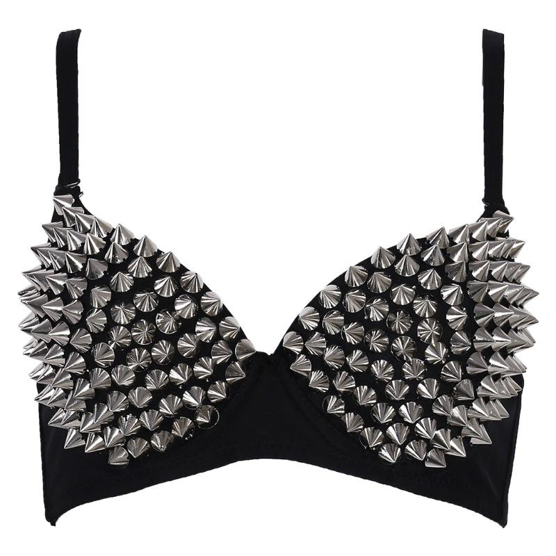 Damen Unterwäsche Nieten BH Top Steampunk Stil Party Nachtclub Bar Bauchtanz Bühnenkostüm Club Karneval Sport Rutschfester BH