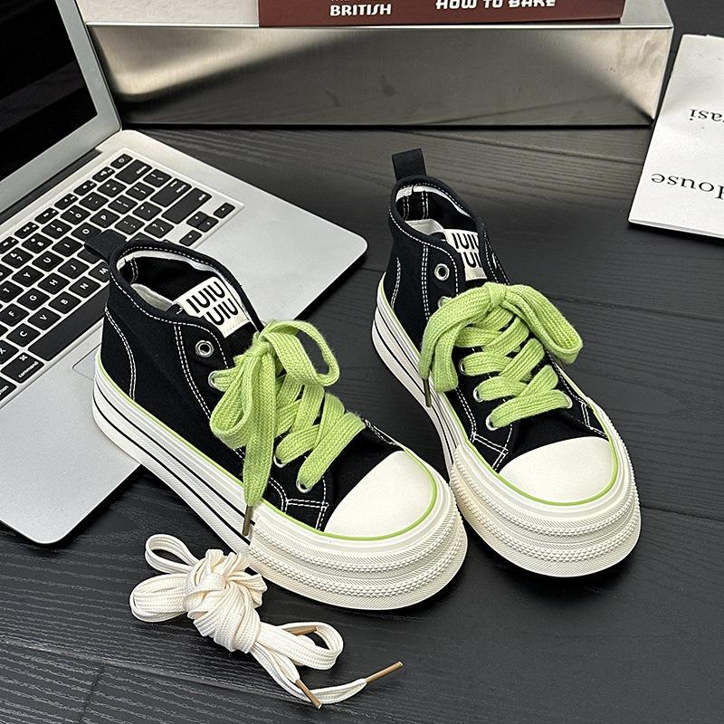 6 High-top Canvas Shoes Thick-soled Women's New Summer Thin Breathable Versatile Student Thick Baseplate Shoes