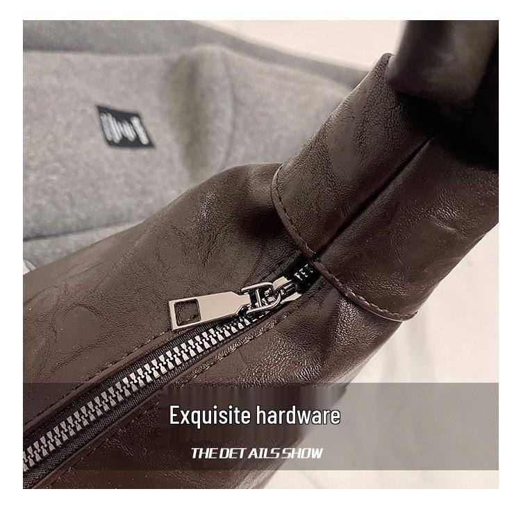 Lux Retro Soft Leather Pleated Dumpling Bag - Versatile Large Capacity Shoulder/Crossbody for Commuting