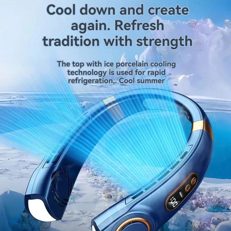 2024 New Outdoors Portable Halterneck Fan USB Handheld Silent Multi- Bladeless Mini Electric Hanging Neck Fan Usb Ceiling Fan