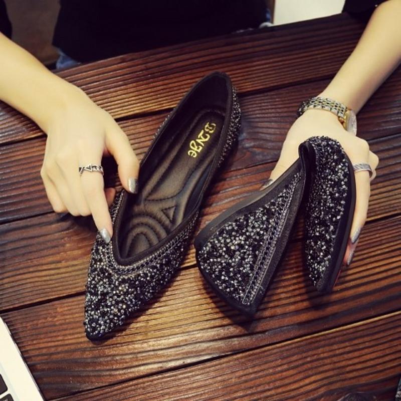 

Женские туфли на плоской подошве для стриптиза со стразами, сексуальные, с кристаллами, элегантные, для вечеринок, с бриллиантами, женская обувь, балетки, удобные, популярные 35