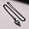 Men's Stainless Steel Hollow Double Triangle Necklaces,Waterproof Metal Geometric Pendant Collar with O Chain