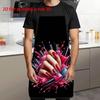 Nail Polish Splash Apron, Manicure Theme Kitchen Cooking Bib, Colorful Nail Art Pattern, Multiple Sizes Available