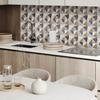 Pack of Self-Adhesive Vinyl Tiles with Print Geometric Tile Pattern 9x30x30 Cm