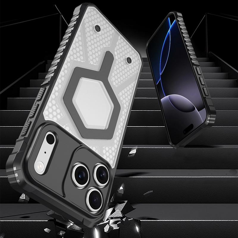 Custodia Magnetica per Telefono con Motivo a Nido d'Ape Per iPhone 17 Pro Max 16 15 14 13 Pro Max Cover Bumper Ibrida TPU+PC Antiurto