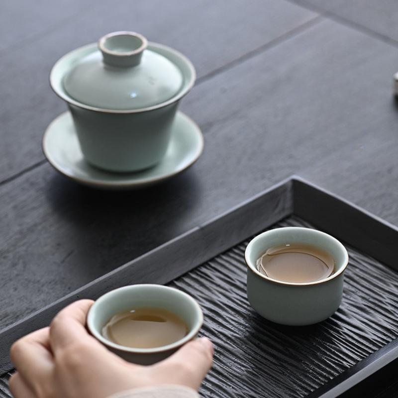 Luxury Ru Kiln Chinese Gongfu Tea Set Ceramic Teapot with Cups Gift Box Home Office Tea Ceremony