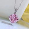 2023 New 14* Pillow-shaped 21ct 5A Zircon Pendant Female Collarbone Necklace 925 Silver Wedding Jewelry