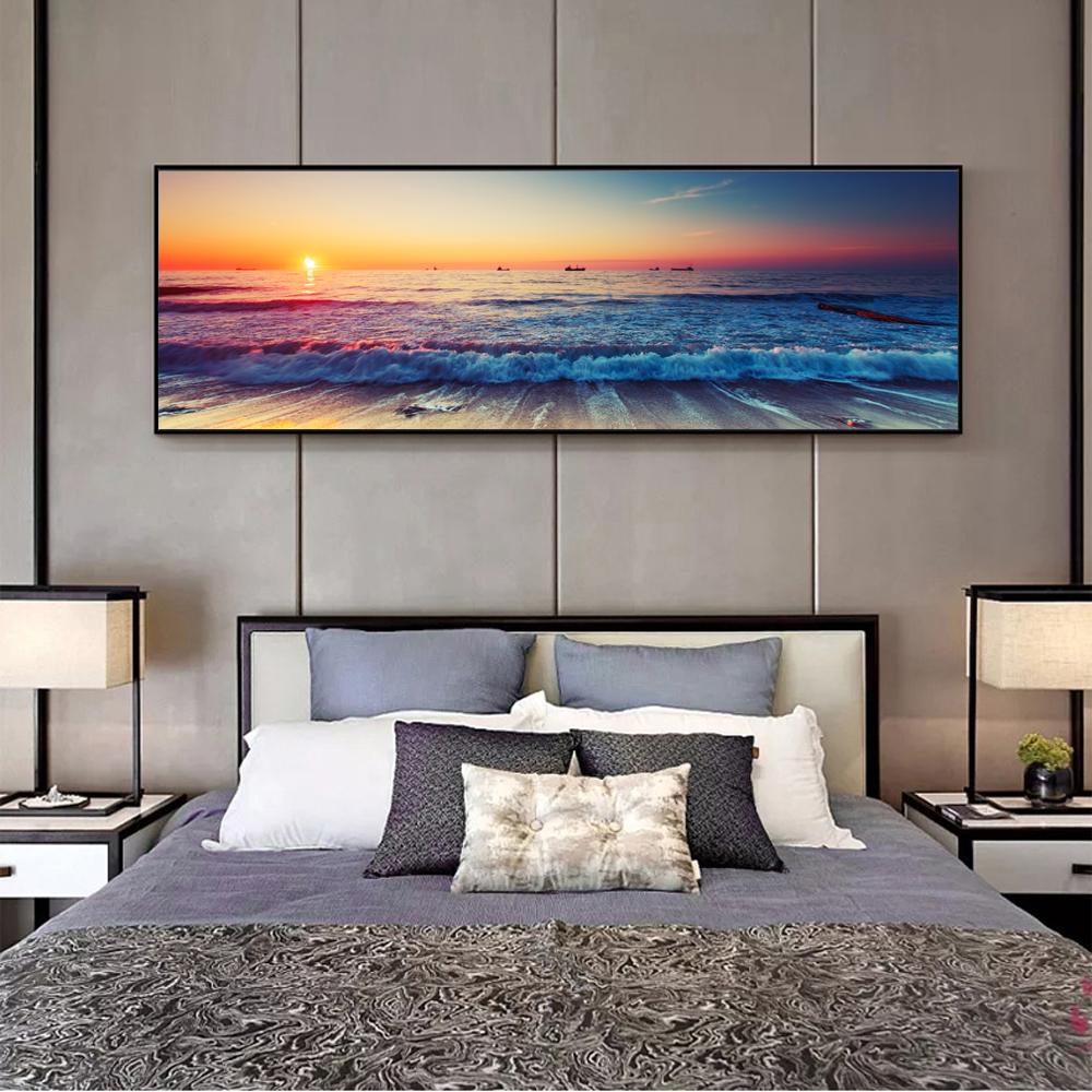 Landschaft Sonnenuntergang am Meer Welle Leinwand Gemälde Poster und Drucke Wand Kunst Bilder für Wohnzimmer Home Decor kein Rahmen