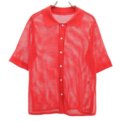 Grünes Etikett entspannend Kurzarm-Netzstrickjacke Rot United arrows Damen Gebraucht