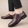 Spring Fashion Genuine Leather Shoes for Men Lace Up Crocodile Texture Oxfords Gentleman's Stylish Office Business Casual Shoes