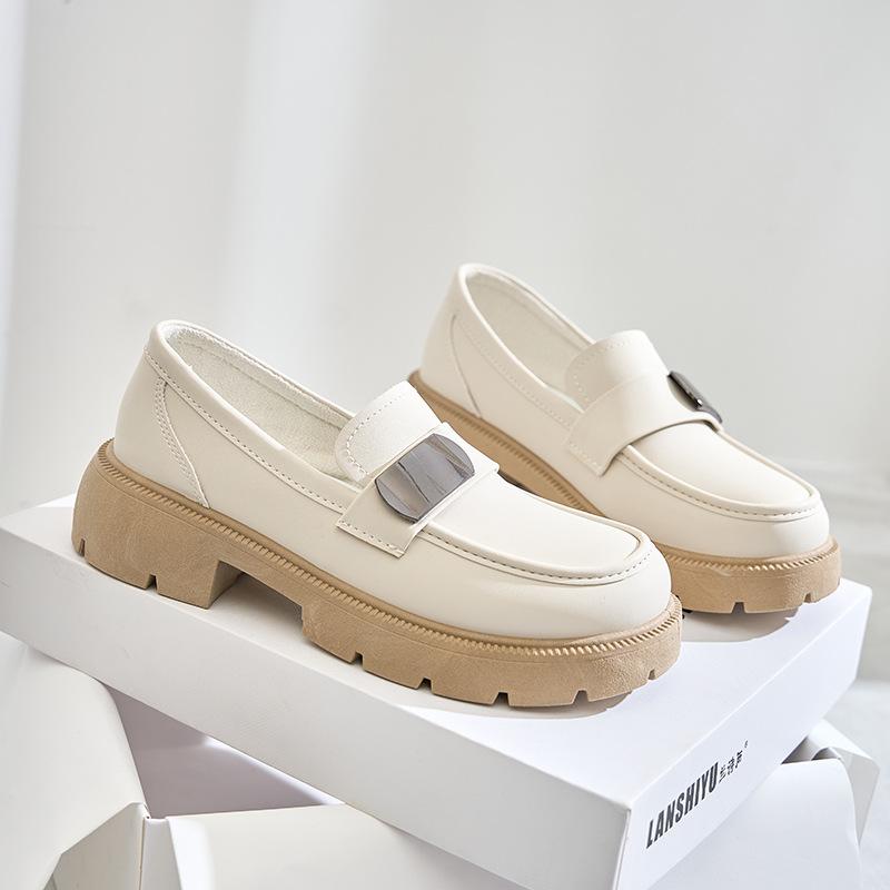 

British style spring new lazy mid-heel casual shoes 40 бежевий