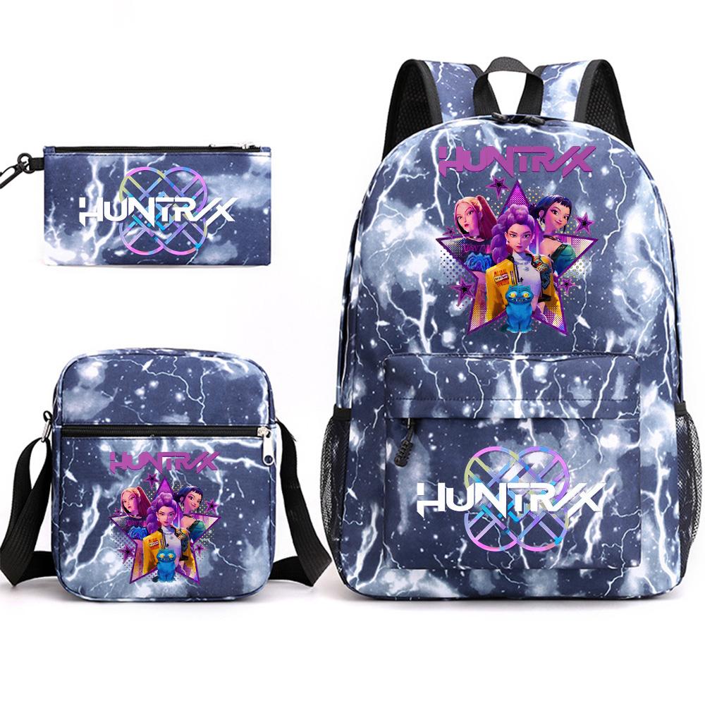 3Pcs/set Cartoon Printed Backpack with Shoulder Bag Pencil Case for Teenager Student Boy Girl School Bag Large Capacity Waterproof Bookbag Kid Gift