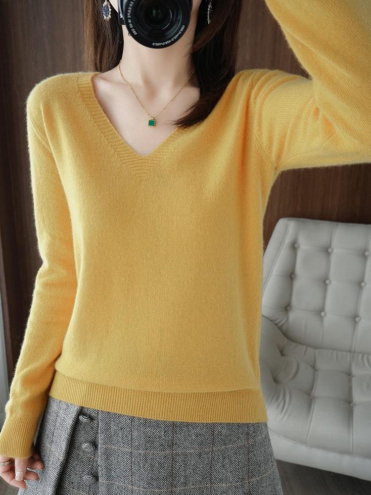 Korean Style Plus Size Women's Red Knit Sweater - Autumn Long Sleeve Base Layer