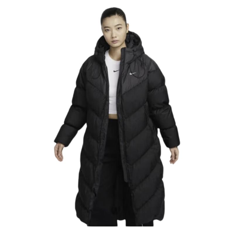 Nike Women's Winter Long Hooded Down Jacket Sports Cold-Proof Coat Puffer Jacket