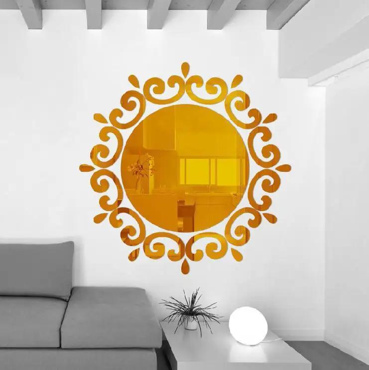 New 3D Acrylic Mirror Sticker Living Room Bedroom Lace Mirror Home Office Wall-Sticker Decals Stickers ECO-Friendly Home Decor