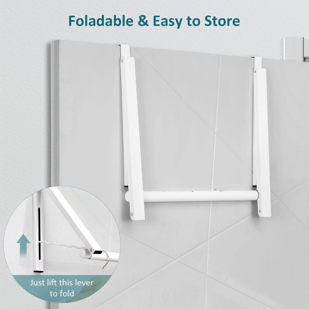Save Space Over Door Foldable Clothes Hanging Rack Adjustable Telescopic Garment Clothes Drying Organizer for Bathroom Apartment